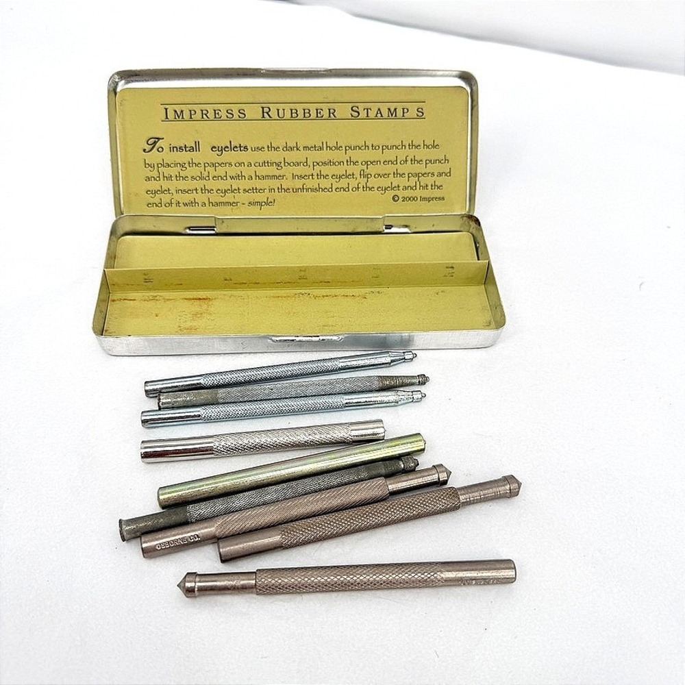 CS Osborne & Co Eyelet Grommet Setter Punch Tool Kit Metal Crafting Set Assorted